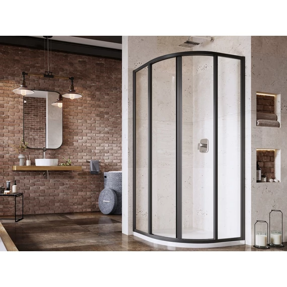 RAVAK Supernova SKCP4 90x90 195 zuhanykabin fekete+transparent