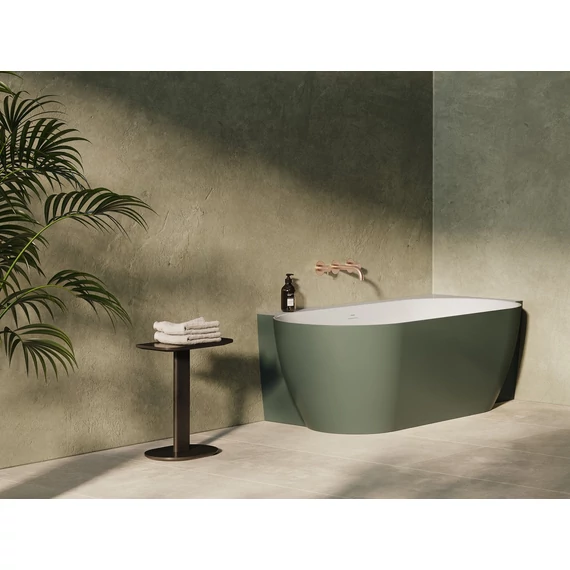 RAVAK Vana Freedom Corner II Tec 175x86 jobb, akrilkád, Grey Green/fehér, fehér túlfolyóval