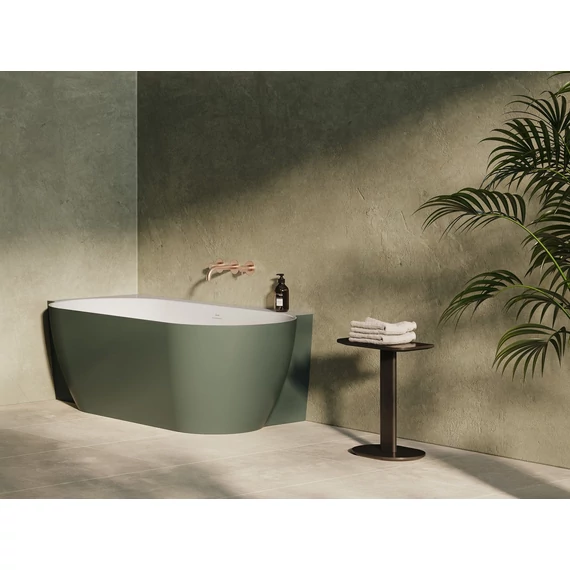 RAVAK Vana Freedom Corner II Tec 175x86 bal, akrilkád, Grey Green/fehér, fehér túlfolyóval