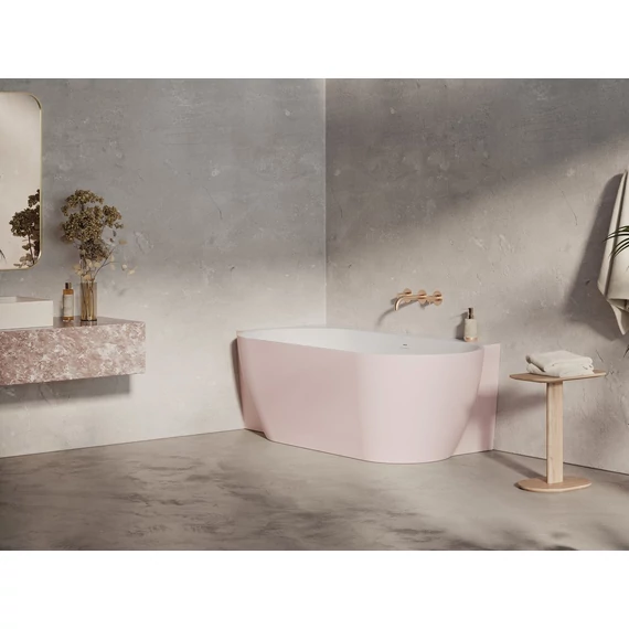 RAVAK Vana Freedom Corner II Tec 175x86 bal, akrilkád, Alabaster Pink/fehér, fehér túlfolyóval