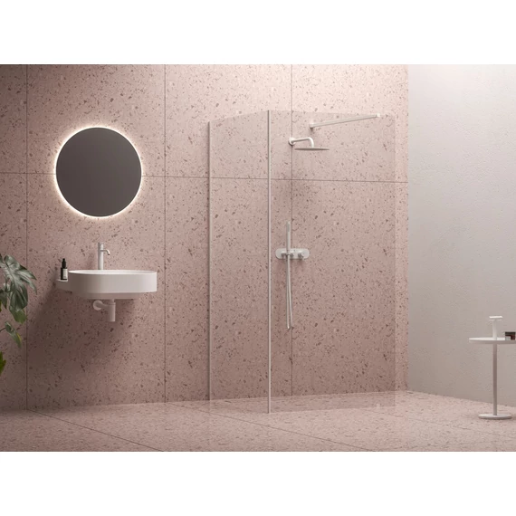RAVAK Walk-In Corner Szett 120x80, zuhanykabin matt fehér+transparent