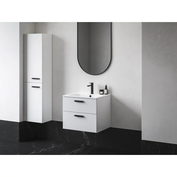 RAVAK Chrome II SB 39 magasszekrény bal, fehér, fekete fogantyúval 152 mm