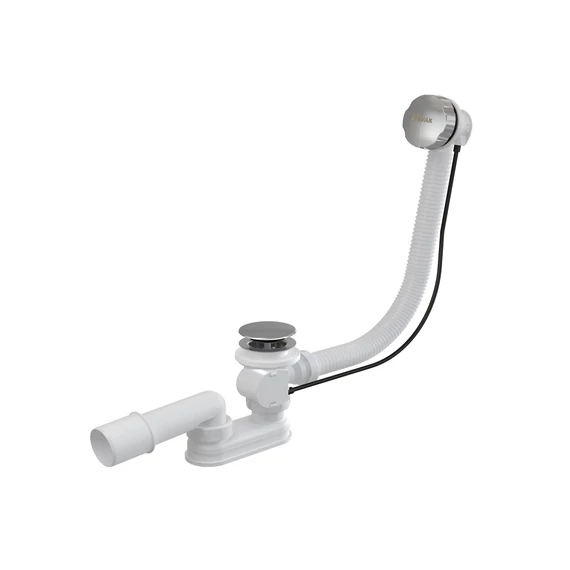 RAVAK Kád le/túlfolyószett 570mm bovdenes, kerek és krómozott fedél