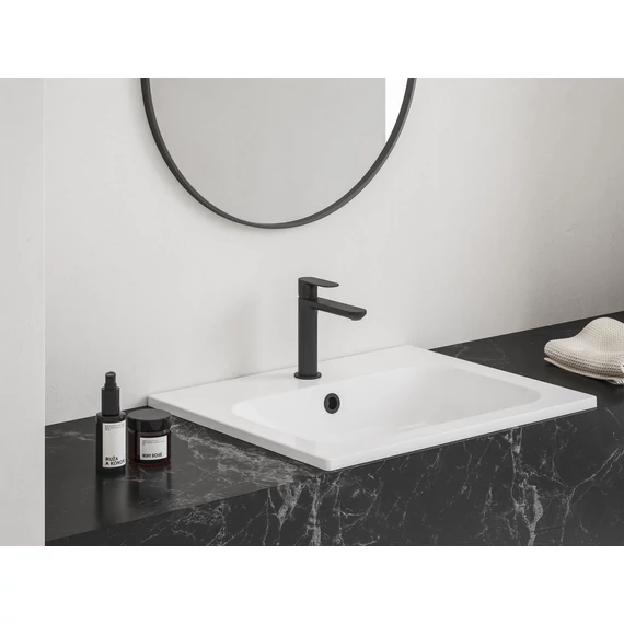 RAVAK Eleganta álló mosdócsaptelep 170 mm leeresztő nélkül EL 012.20BLM, Black Matt