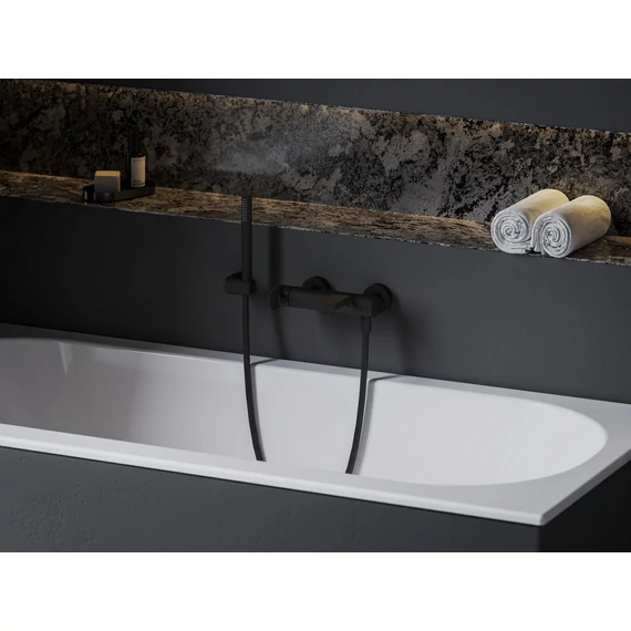 RAVAK Eleganta fali kádcsaptelep zuhanyszett nélkül EL 022.20BLM, Black Matt