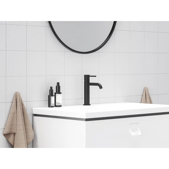 RAVAK Espirit álló mosdócsaptelep BeCool 190 mm leeresztő nélkül ES 012.21BLM, Black Matt