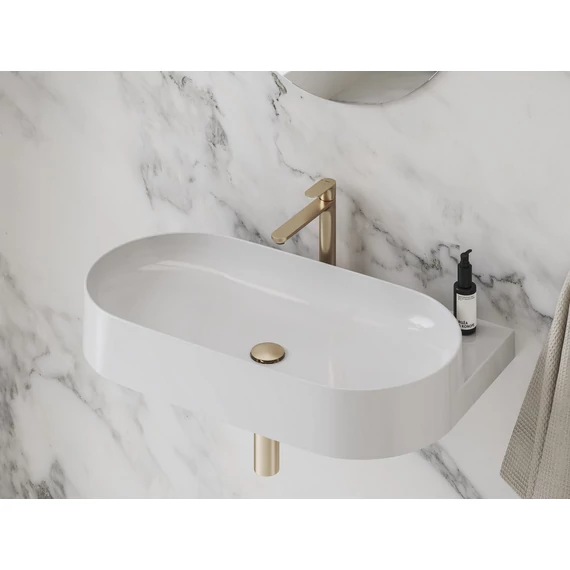 RAVAK Eleganta álló mosdócsaptelep BeCool 220 mm leeresztő nélkül EL 014.61RGB, Rose Gold Brushed