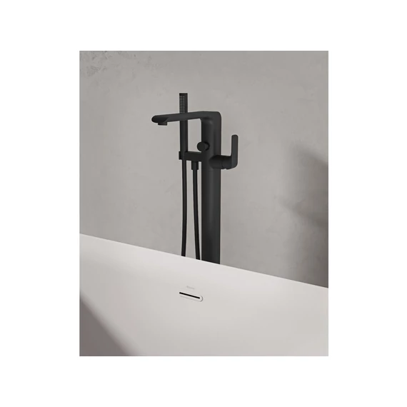 RAVAK Flat padlón álló kádcsaptelep szettel FL 080.20BL.RB07A, fekete