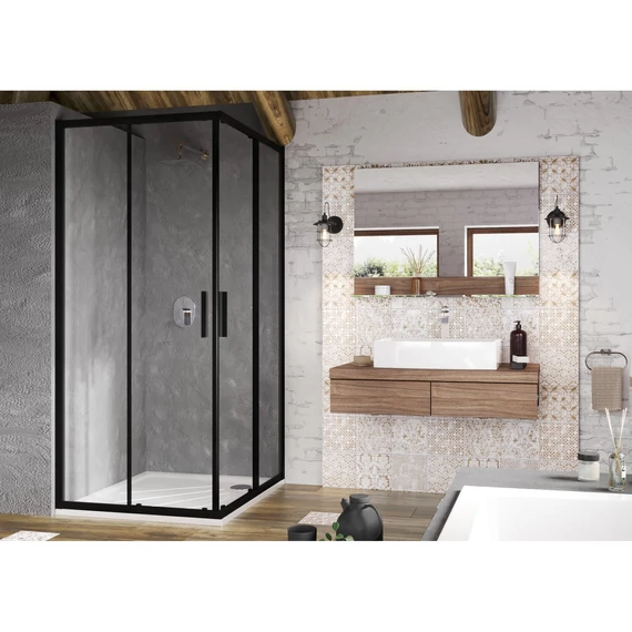 RAVAK Blix Slim BLSRV2 80x80 zuhanykabin fekete+transparent