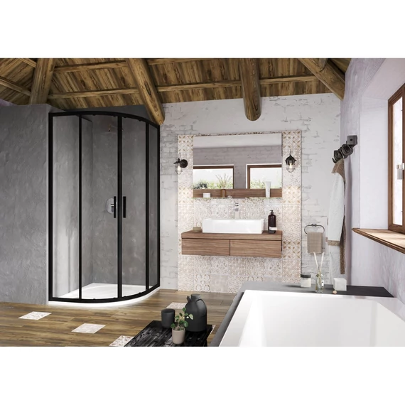 RAVAK Bliy Slim BLSCP4 80x80 zuhanykabin fekete+transparent