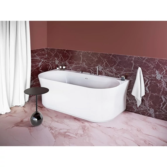 RAVAK Ypsilon Wall 178x86 akrilkád, fehér, szabadonálló, túlfolyó és lefolyó: króm