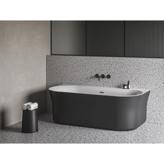RAVAK Ypsilon Wall 178x86, akrilkád, fekete/fehér, szabadonálló, túlfolyó és lefolyó: fekete