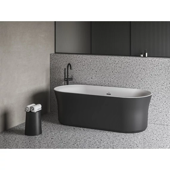 RAVAK Ypsilon 180x80, akrilkád, fekete/fehér, szabadonálló, fekete lefolyó