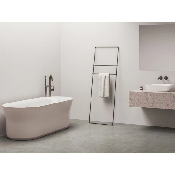 RAVAK Ypsilon 180x80, akrilkád, Alabaster Pink/fehér, szabadonálló, túlfolyó és lefolyó: fehér