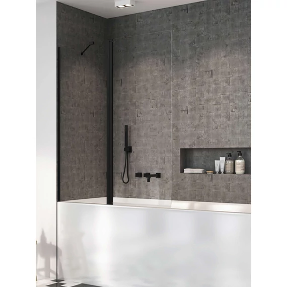 RADAWAY Nes Black PND II fekete kádparaván 120 átlátszó balos