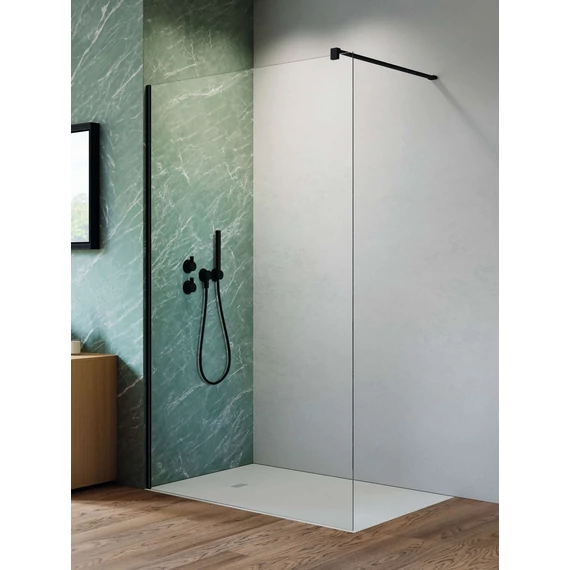 RADAWAY Nes Black Walk-in II fekete zuhanyfal 100 átlátszó