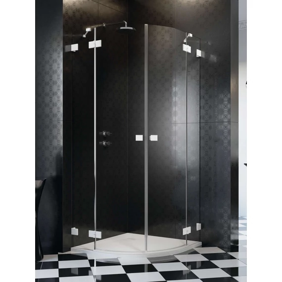 RADAWAY Essenza Pro White PDD íves fehér zuhanykabin 90x80 átlátszó