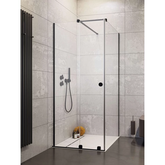 RADAWAY Furo Black KDJ RH szögletes fekete zuhanykabin 90x90 átlátszó balos
