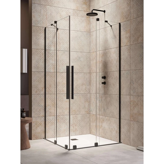 RADAWAY Furo Black KDD szögletes fekete zuhanykabin 110x100 átlátszó