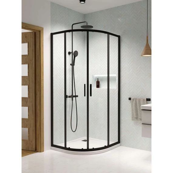 RADAWAY Premium Pro Black PDD íves fekete zuhanykabin 80Bx80J