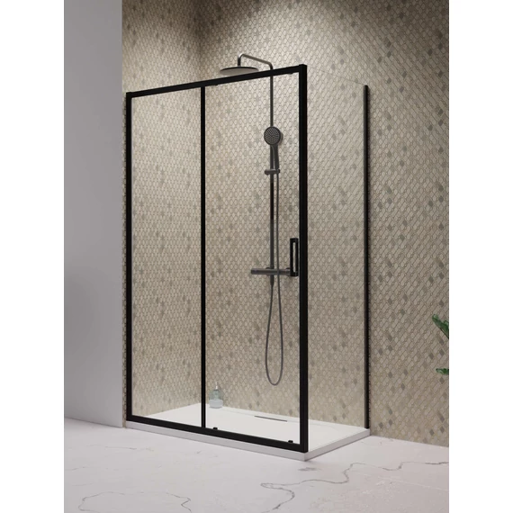 RADAWAY Premium Pro Black KDJ szögletes fekete zuhanykabin 100x100 átlátszó jobbos