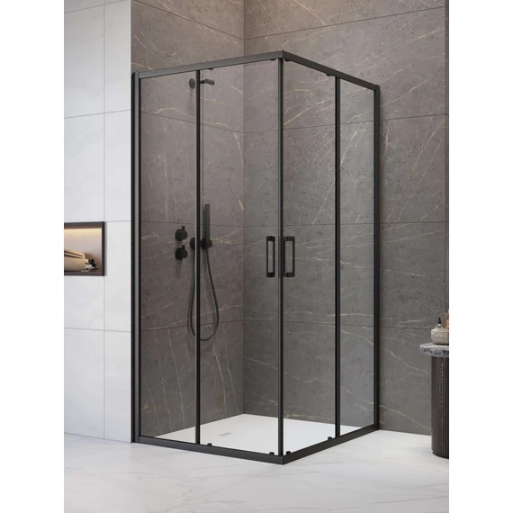 RADAWAY Premium Pro Black KDD szögletes fekete zuhanykabin 100x80 átlátszó
