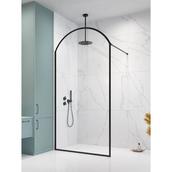 RADAWAY Volta Black II Frame Walk-in fekete zuhanyfal 100 átlátszó jobbos