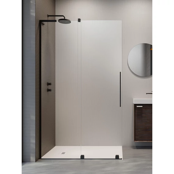 RADAWAY Furo SL Black Walk-in fekete zuhanyfal 80 átlátszó jobbos