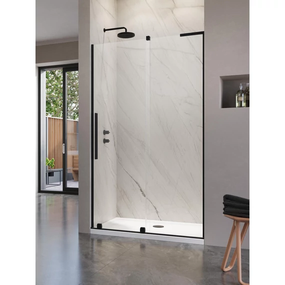 RADAWAY Furo SL Black DWJ fekete zuhanyajtó 100 átlátszó balos