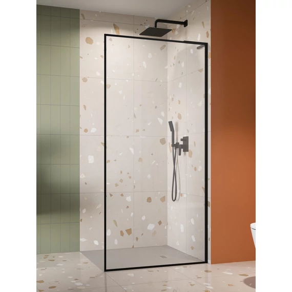 RADAWAY ﻿Modo F SL II Black Walk-in fekete zuhanyfal 75 átlátszó balos