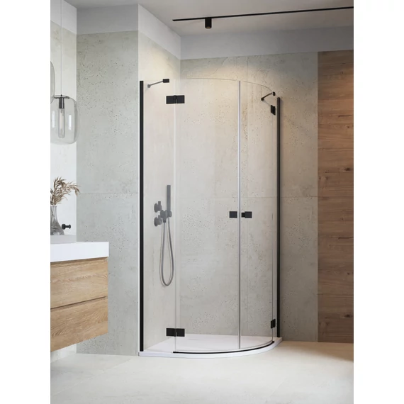 RADAWAY Essenza Black PDD íves fekete zuhanykabin 90x90 átlátszó