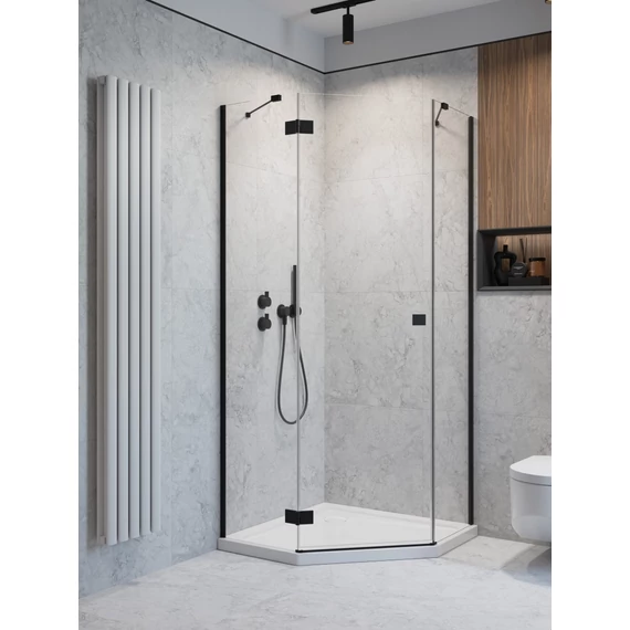 RADAWAY Essenza Black PTJ szögletes fekete zuhanykabin 100x90 átlátszó balos