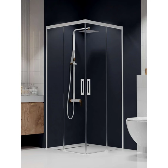 RADAWAY Idea White KDD szögletes fehér zuhanykabin 120x80 átlátszó