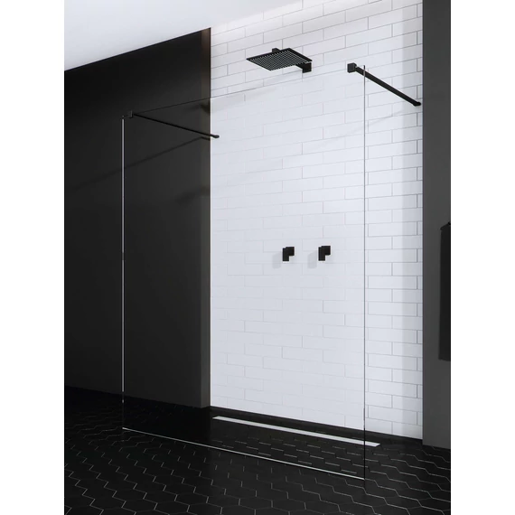 RADAWAY Modo New Black I Walk-in fekete zuhanyfal 120 átlátszó