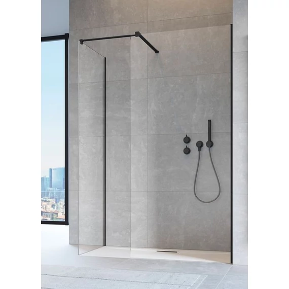 RADAWAY Modo New Black III Walk-in fekete zuhanyfal 90x140 átlátszó