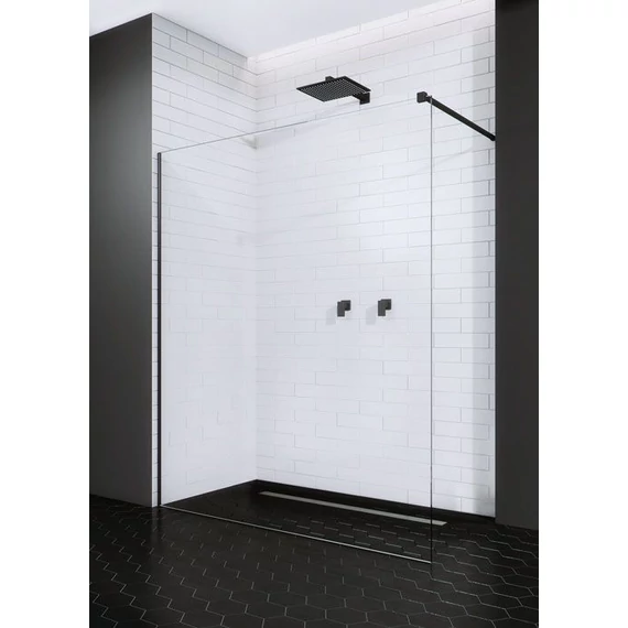 RADAWAY Modo New Black II Walk-in fekete zuhanyfal 150 átlátszó