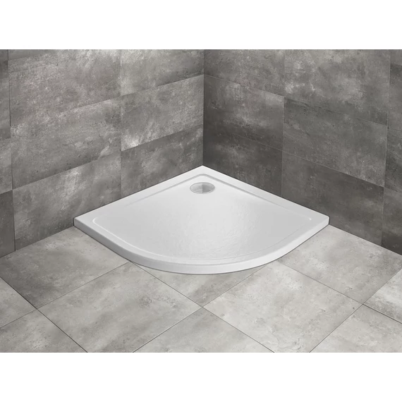 RADAWAY Doros Stone A íves zuhanytálca 80x80 fehér, ajándék szifonnal