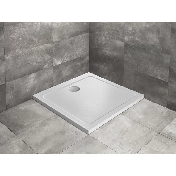 RADAWAY Doros Stone C szögletes lapos zuhanytálca 100x100 fehér, ajándék szifonnal