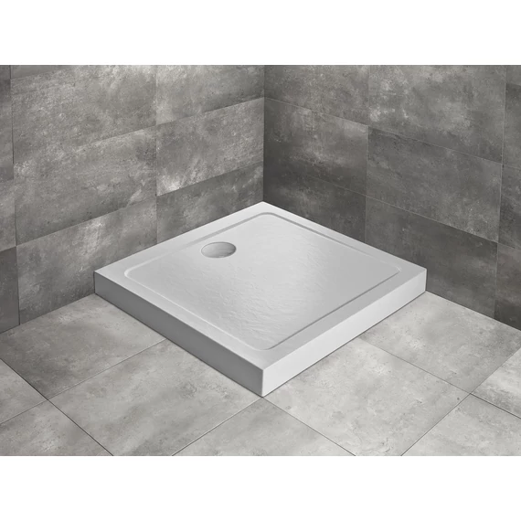 RADAWAY Doros Stone C szögletes zuhanytálca előlappal 90x90 fekete, ajándék szifonnal