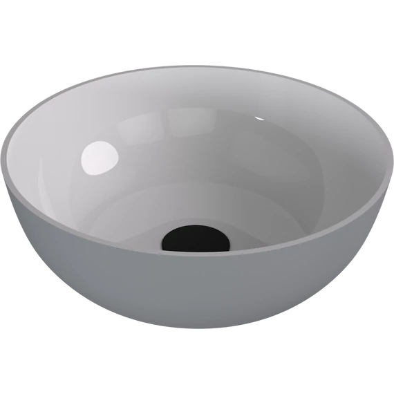 BANERA ROUND öntöttmárvány mosdó, átm:39cm, fehér/matt szürke