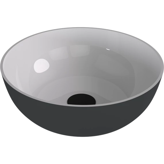 BANERA ROUND öntöttmárvány mosdó, átm:39cm, fehér/matt antracit