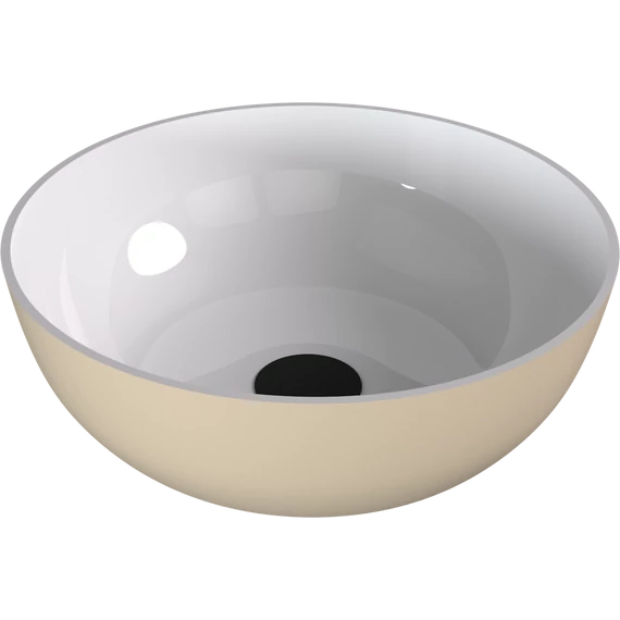BANERA ROUND öntöttmárvány mosdó, átm:39cm, fehér/matt bézs