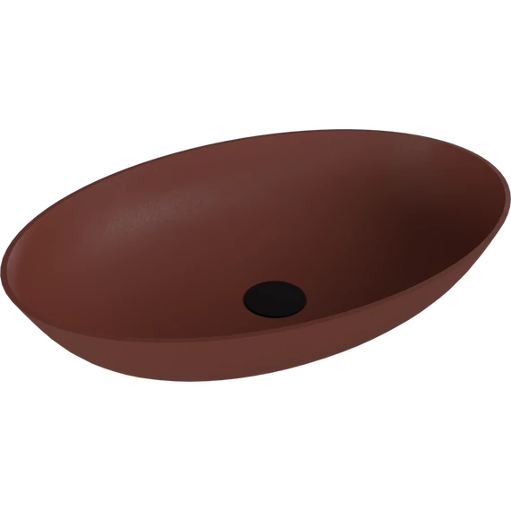 BANERA OVAL öntöttmárvány mosdó, 60x40cm, matt barna