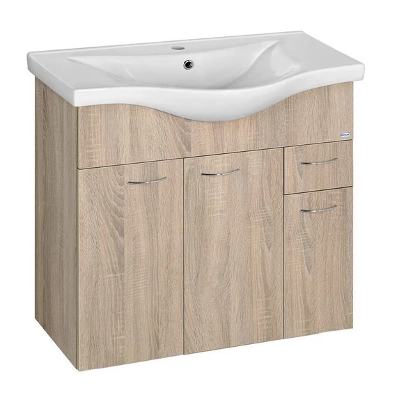 AQUALINE KERAMIA FRESH mosdótartó szekrény, 74,5x74x34,5cm, platina tölgy