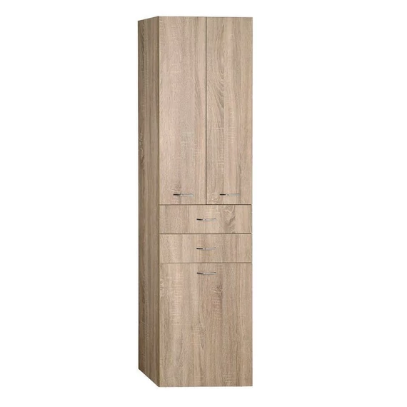 AQUALINE ZOJA állószekrény fiókkal, szennyeskosárral, 50x184x29cm, platina tölgy