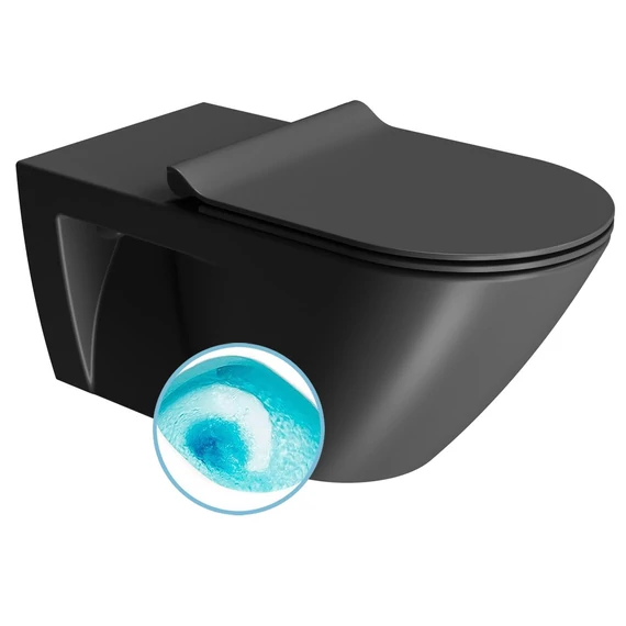 GSI COMMUNITY fali WC, Swirlflush, 36x70cm, dual matt fekete