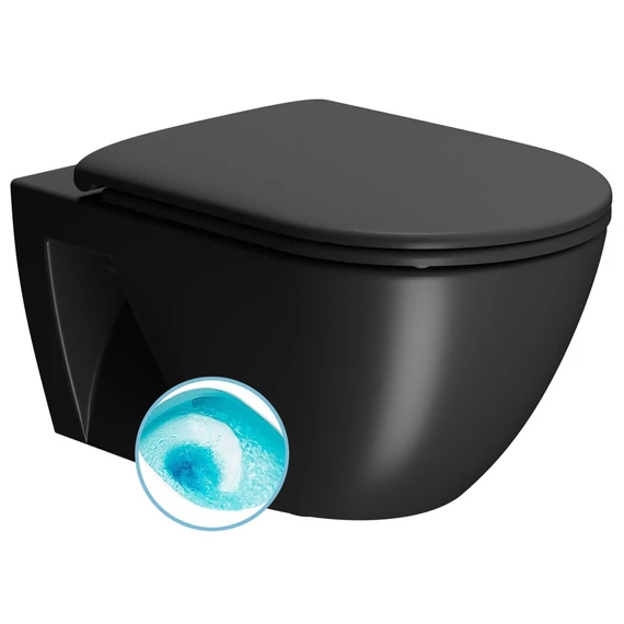 GSI PURA ECO fali WC, Swirlflush, 36x55cm, duál matt fekete