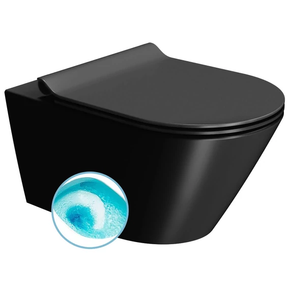 GSI KUBE X SWIRLFLUSH fali WC, 36x55cm, dual-matt fekete