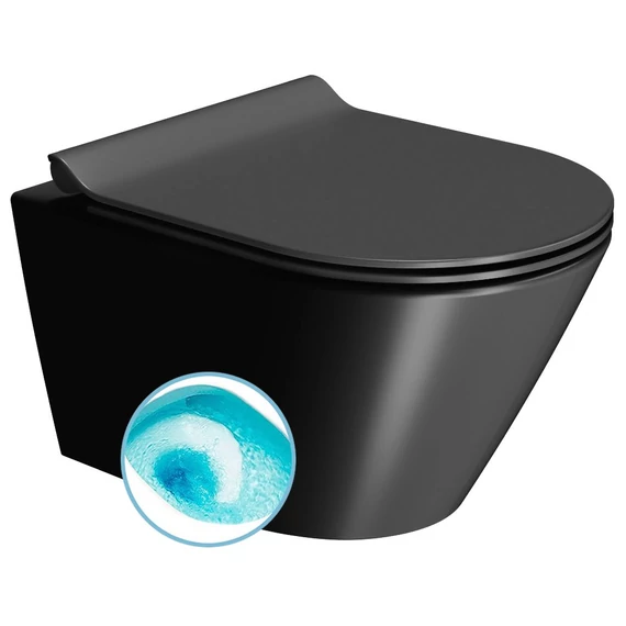 GSI KUBE X SWIRLFLUSH fali WC, 36x50cm, dual-matt fekete