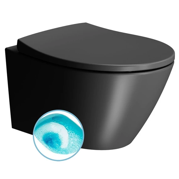GSI MODO fali WC, Swirlflush, 37x52cm, matt fekete